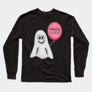 Boy Ghost with Pink Balloon Long Sleeve T-Shirt